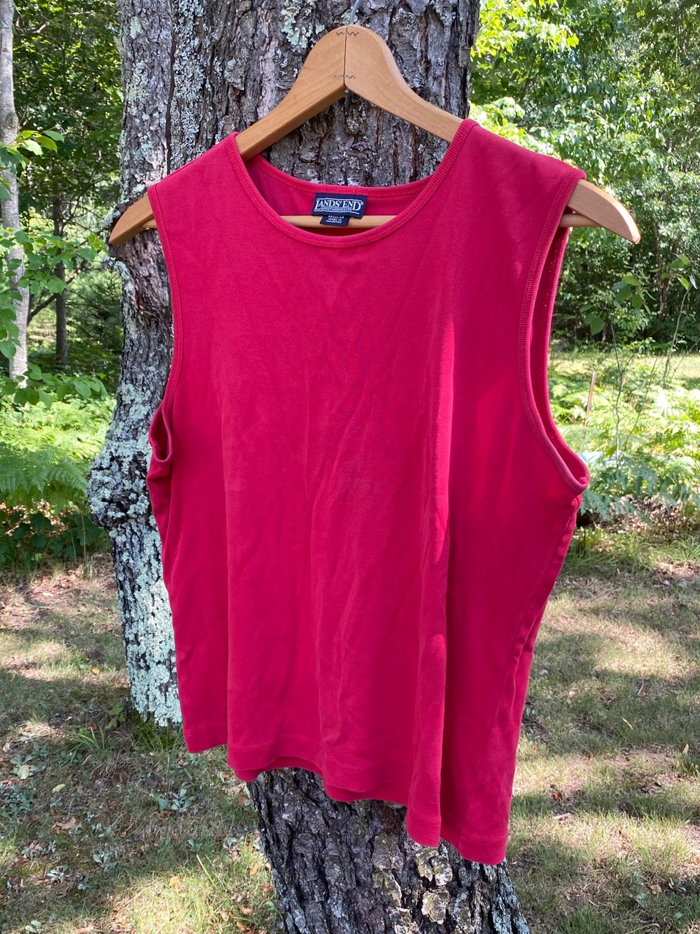Land’s End Cherry Red Sleeveless 100% Cotton Tank Top